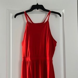 Old Navy High Neck Red/Orange Maxi Dress Size M